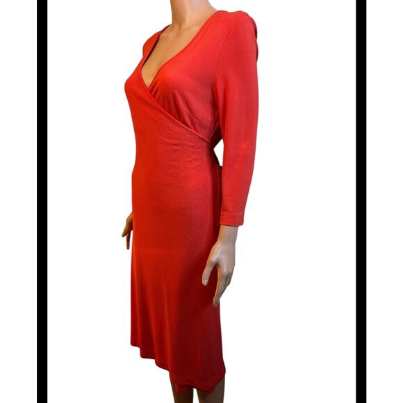 Sutton Studio Red Knee-Length True Wrap Dress Size Large - Picture 2 of 9